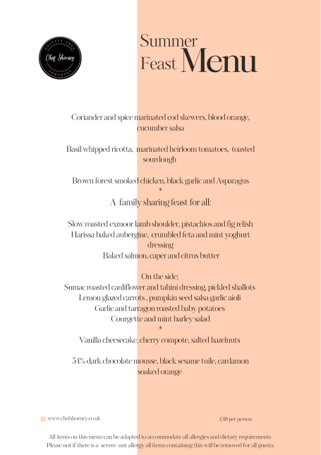 summer menus private chef