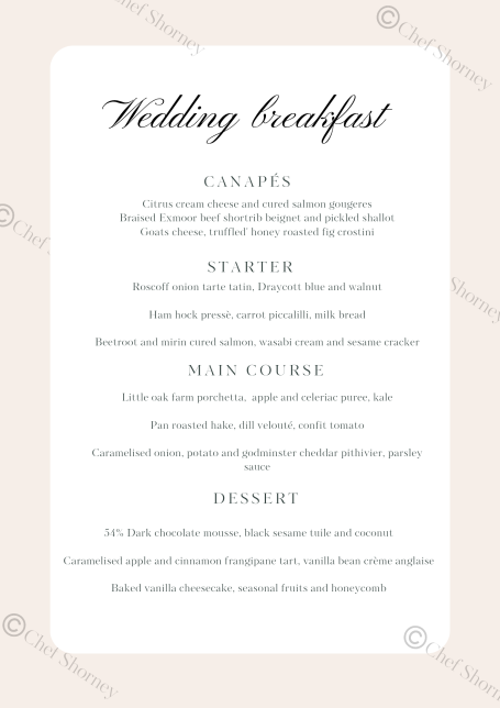 wedding chef private devon